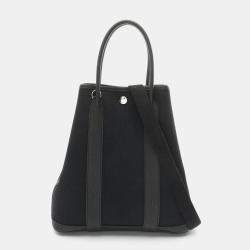 Pre Owned Hermes Black Toile H Negonda Leather Garden File PM Tote Bag