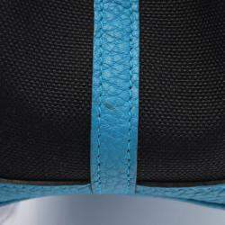 Hermes Black Blue Toile H Negonda Leather Garden Party TPM Tote Bag 
