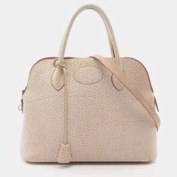 Hermes White Buffalo Leather Skipper Bolide 31 Handbag