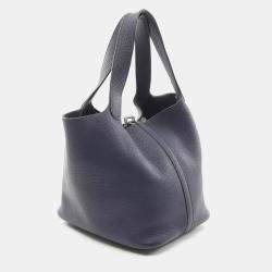 Hermes Blue Encre Taurillon Clemence Picotin Lock 22 Handbag