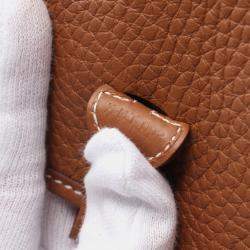 Hermes Gold Taurillon Clemence Leather Evelyne TPM Amazon Shoulder Bag
