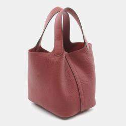 Hermes Ruby Taurillon Clemence Leather Picotin Lock 18 Handbag