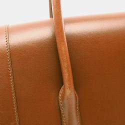 Hermes Cognac Brown Box Calf Leather Drag 37 Handbag
