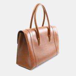 Hermes Cognac Brown Box Calf Leather Drag 37 Handbag