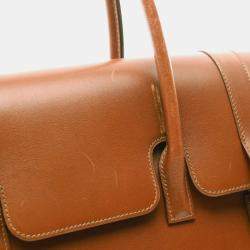 Hermes Cognac Brown Box Calf Leather Drag 37 Handbag
