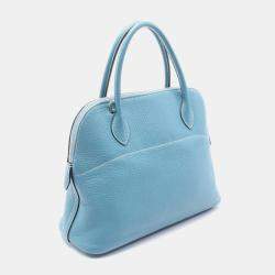 Hermes Blue Jean Taurillon Clemence Leather Bolide 31 Shoulder Bag