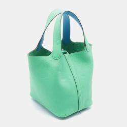 Hermes Vert Comic Taurillon Clemence Swift Leather Picotin Lock 18 Bag