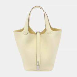 Hermes Yellow Tone Taurillon Clemence Leather Picotin Lock 18 Handbag