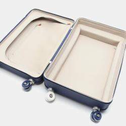 Pre Owned Hermes Beige Navy Leather Rolling Mobility Carry Bag