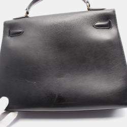 Pre Owned Hermes Black Box Calf Leather Kelly 32 Hand Bag GHW