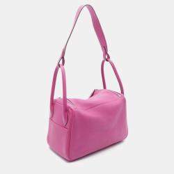 Hermes Rose Shocking Taurillon Clemence Leather Lindy 26 Shoulder Bag