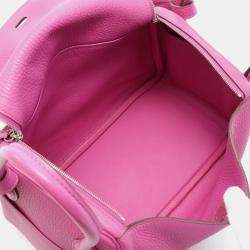 Hermes Rose Shocking Taurillon Clemence Leather Lindy 26 Shoulder Bag