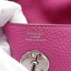 Hermes Rose Shocking Taurillon Clemence Leather Lindy 26 Shoulder Bag