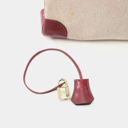 Hermes Beige Ecru Rouge Toile H Leather H  X Birkin 35 Handbag GHW