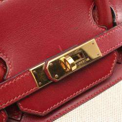 Hermes Beige Ecru Rouge Toile H Leather H  X Birkin 35 Handbag GHW