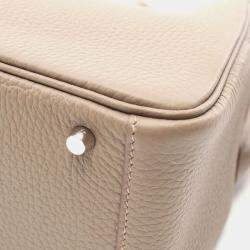 Pre Owned Hermes Etoupe Grey Maxi-Quadrille Taurillon Clemence Leather Lindy Mini Crossbody Bag