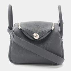 Hermes Gris Misty Leather Lindy Mini Shoulder Bag
