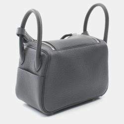 Hermes Gris Misty Leather Lindy Mini Shoulder Bag