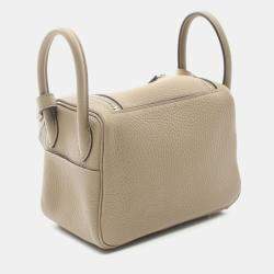 Hermes Beige Marfa Taurillon Clemence Leather Lindy Mini Crossbody Bag
