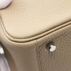 Hermes Beige Marfa Taurillon Clemence Leather Lindy Mini Crossbody Bag