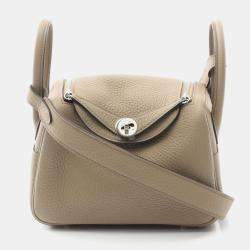 Hermes Beige Marfa Taurillon Clemence Leather Lindy Mini Crossbody Bag