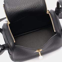 Hermes Black Clemence Leather Lindy Mini Shoulder Bag