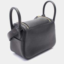 Hermes Black Clemence Leather Lindy Mini Shoulder Bag