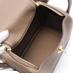 Hermes Etoupe Grey Taurillon Clemence Leather Lindy Mini Crossbody Bag
