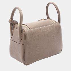 Hermes Etoupe Grey Taurillon Clemence Leather Lindy Mini Crossbody Bag