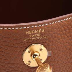 Hermes Gold Taurillon Clemence Leather Lindy Mini Crossbody Bag