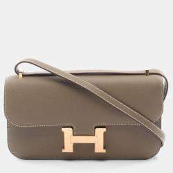 Hermes Etoupe Grey Epsom Leather Constance Elan Shoulder Bag