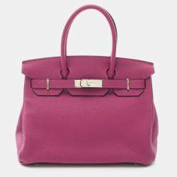 Hermes Rose Purple Togo Leather Birkin 30 Handbag