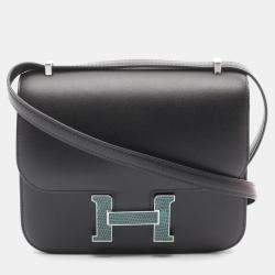 Hermes Black/Green Exotic Leather Constance Mini Shoulder Bag
