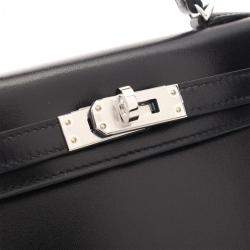 Hermes Black Box Calf Leather Mini Kelly Shoulder Bag