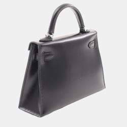 Hermes Black Box Calf Leather Mini Kelly Shoulder Bag