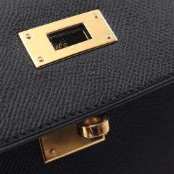 Hermes Black Epsom Leather Kelly 28 Shoulder Bag