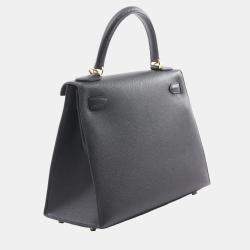 Hermes Black Epsom Leather Kelly 28 Shoulder Bag