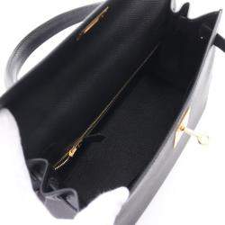 Hermes Black Epsom Leather Kelly 28 Shoulder Bag