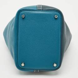 مملوكة مسبقًا Hermès Vert Bosphore/Vert Cypress Taurillon Clemence Leather Picotin Lock 18 Bag