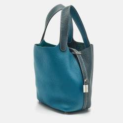 مملوكة مسبقًا Hermès Vert Bosphore/Vert Cypress Taurillon Clemence Leather Picotin Lock 18 Bag