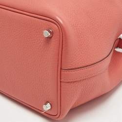 Pre Owned Hermès Rose Texas Ostrich and Taurillon Clemence Leather Picotin Lock 18 Bag