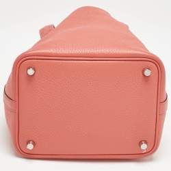 Pre Owned Hermès Rose Texas Ostrich and Taurillon Clemence Leather Picotin Lock 18 Bag