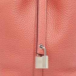 Pre Owned Hermès Rose Texas Ostrich and Taurillon Clemence Leather Picotin Lock 18 Bag
