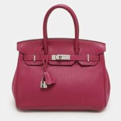 Hermes Tosca Togo Leather Palladium Finish Birkin 30 Bag
