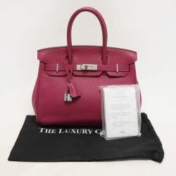 Hermes Tosca Togo Leather Palladium Finish Birkin 30 Bag