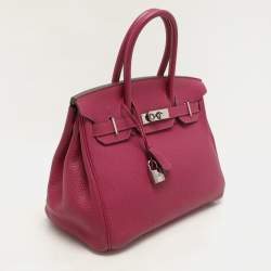 Hermes Tosca Togo Leather Palladium Finish Birkin 30 Bag