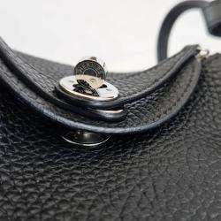 Hermes Noir Taurillon Clemence Leather Palladium Finish Mini Lindy