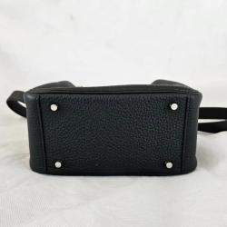 Hermes Noir Taurillon Clemence Leather Palladium Finish Mini Lindy