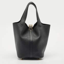 Pre Owned Hermès Noir Taurillon Clemence Leather Picotin Lock 18 Bag