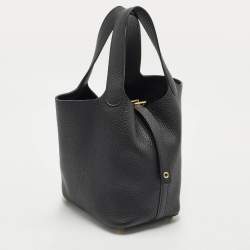 Pre Owned Hermès Noir Taurillon Clemence Leather Picotin Lock 18 Bag